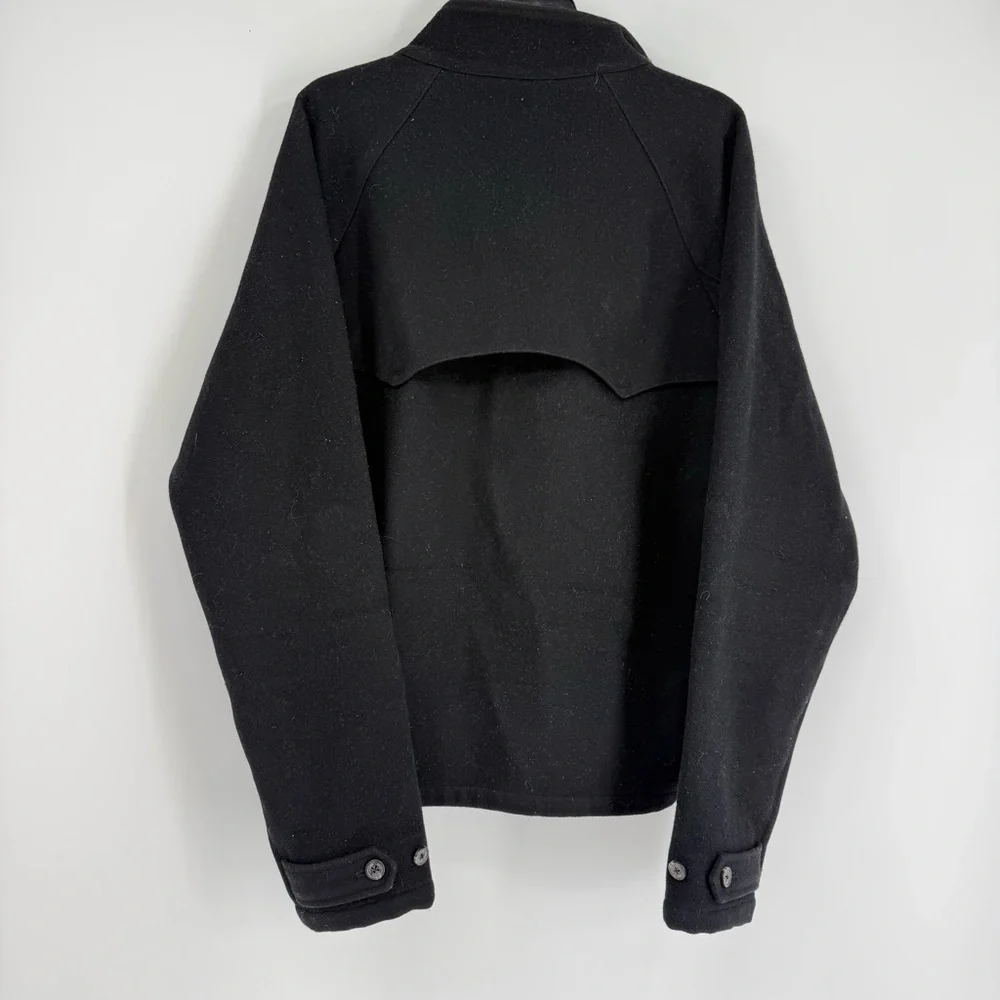 Polo Ralph Lauren Coat Mens Large Black Full Zip Lined Jacket Wool Blend